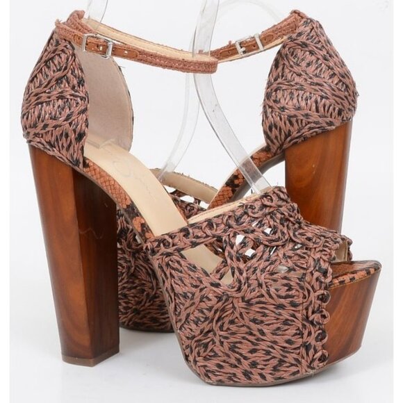 Jessica Simpson Dessie Women's 9M Block Heel Platform Dress Sandals Sexy Dancer - Picture 1 of 10